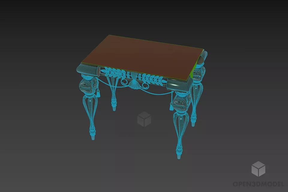 Decorative Antique Iron Table Art Style 3d model 3