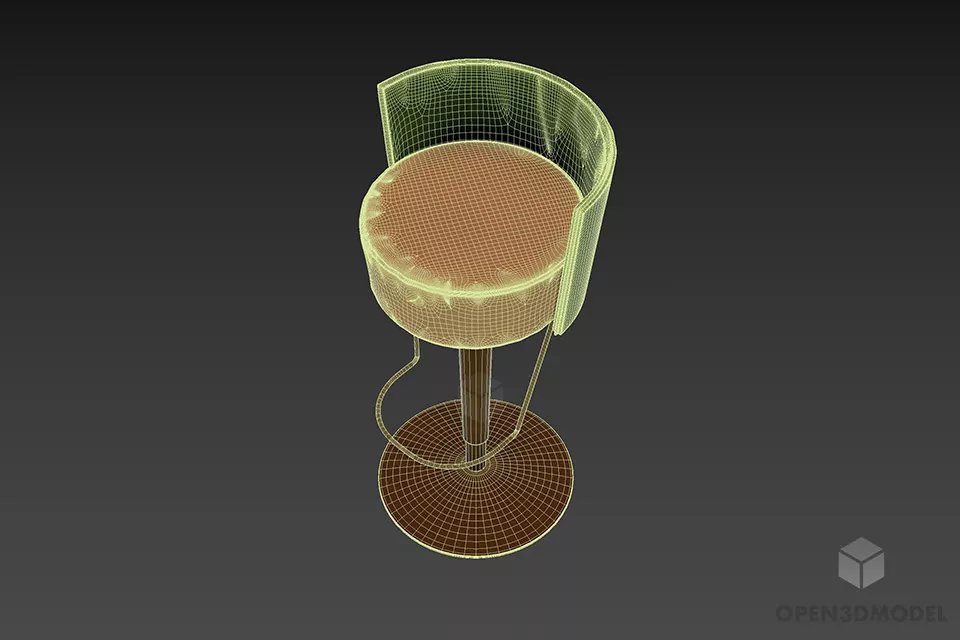 Inox Bar Chair Salon Furniture 3d model 2