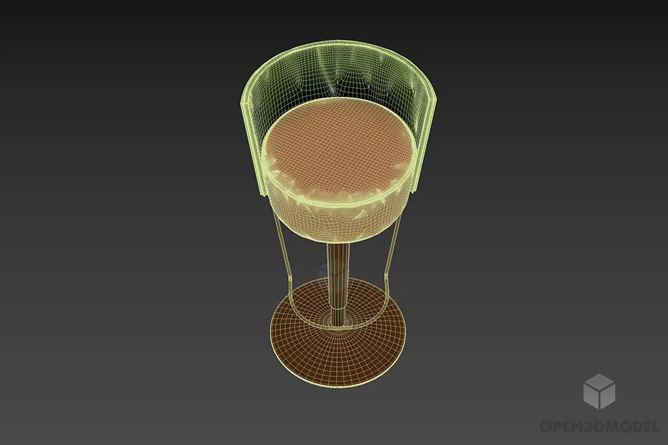 Inox Bar Chair Salon Furniture 3d model 3