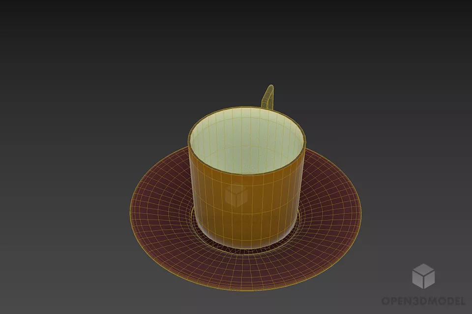 Kitchen Tea Cup With Disc 3d model 2