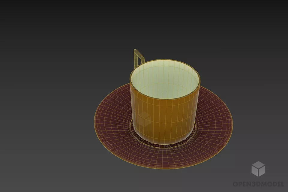 Kitchen Tea Cup With Disc 3d model 3