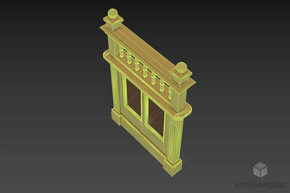 Antique Wood Screen Carved Edge Style 3d model 3