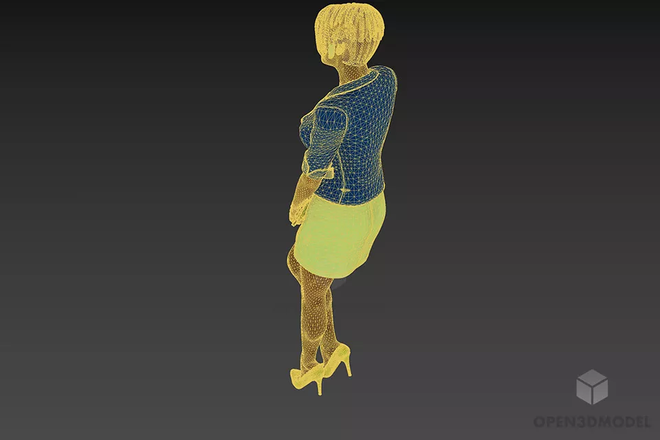 Office Woman Character With Book 3d model 2
