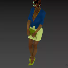 Office Woman Character With Book 3d model