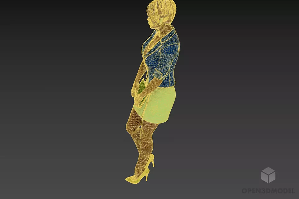 Office Woman Character With Book 3d model 3