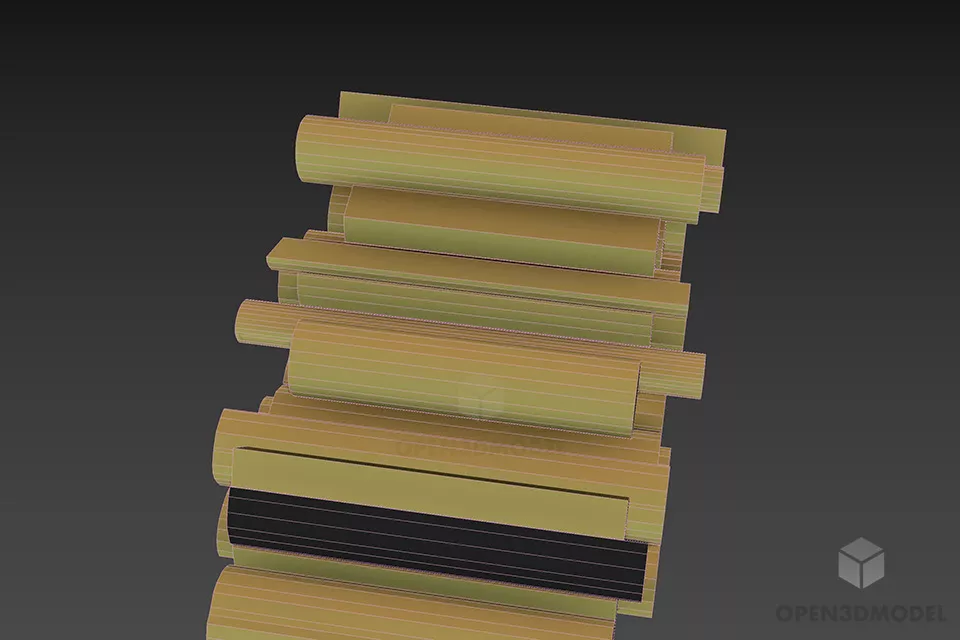 Dry Tree Log Stack 3d model 2