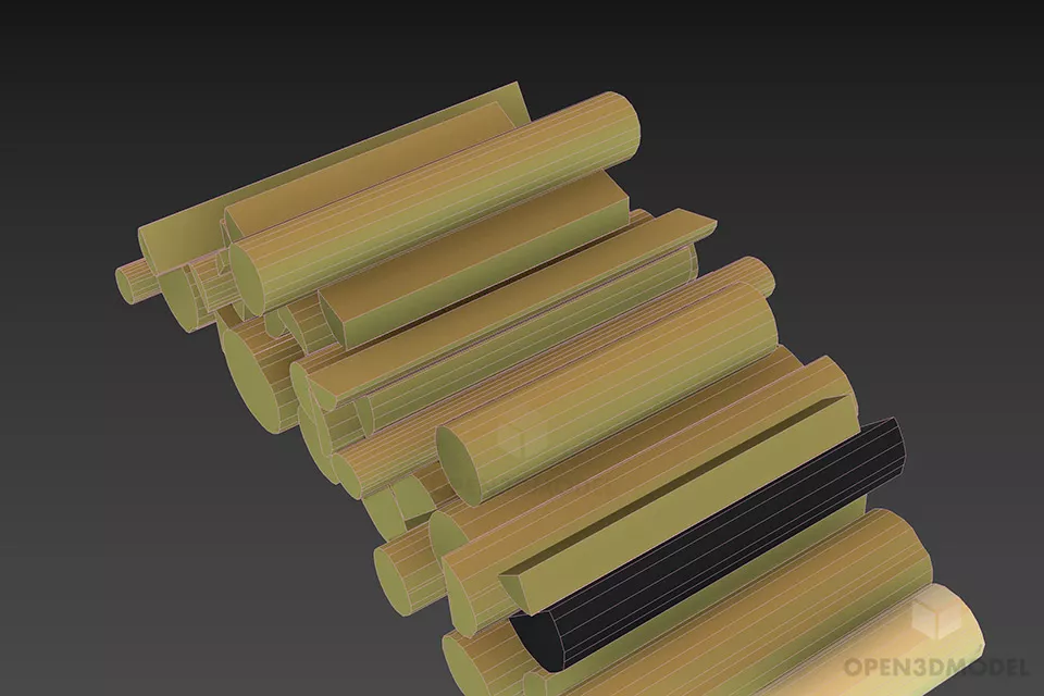 Dry Tree Log Stack 3d model 3