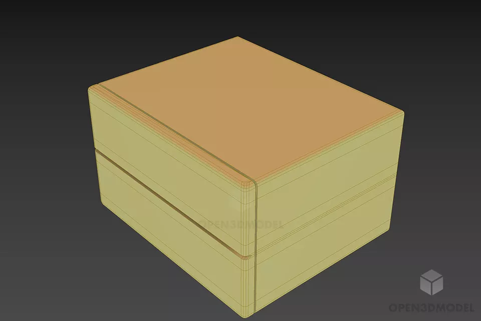 Simple Brown Wood Nightstand With Drawers 3d model 2