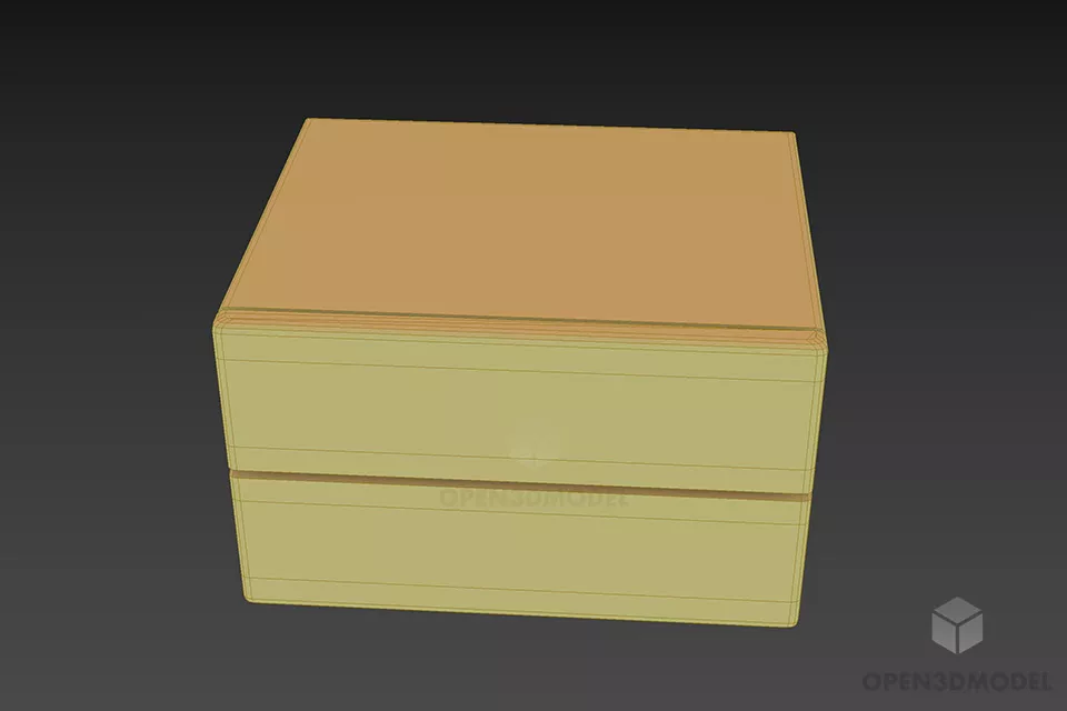 Simple Brown Wood Nightstand With Drawers 3d model 3