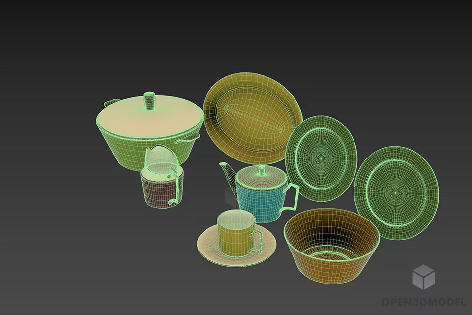 Ceramic Teapot Purple Color 3d model 2