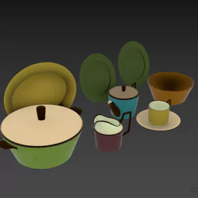 Ceramic Teapot Purple Color 3d model