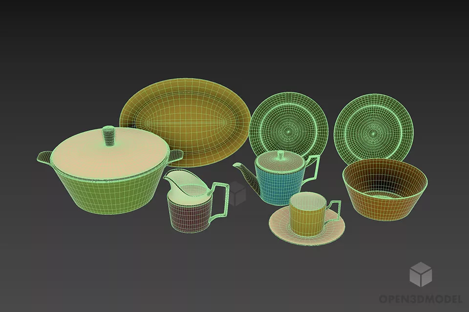 Ceramic Teapot Purple Color 3d model 3