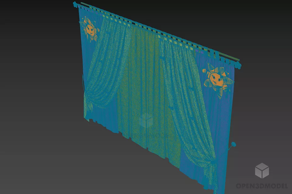 Colorful Windows Curtain Three Layers 3d model 2
