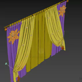 Colorful Windows Curtain Three Layers 3d model