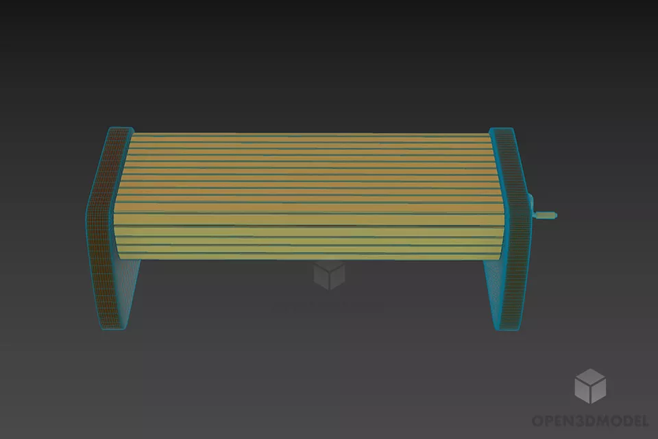 Low Wooden Bench Japanese Style 3d model 3