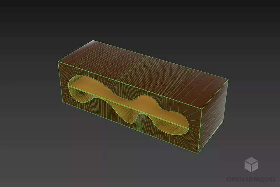 Rectangle Carved Table Karim 3d model 3