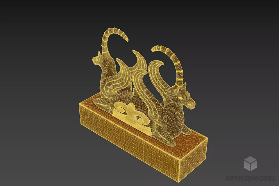 Tableware Figurine Goat With Wings 3d model 2