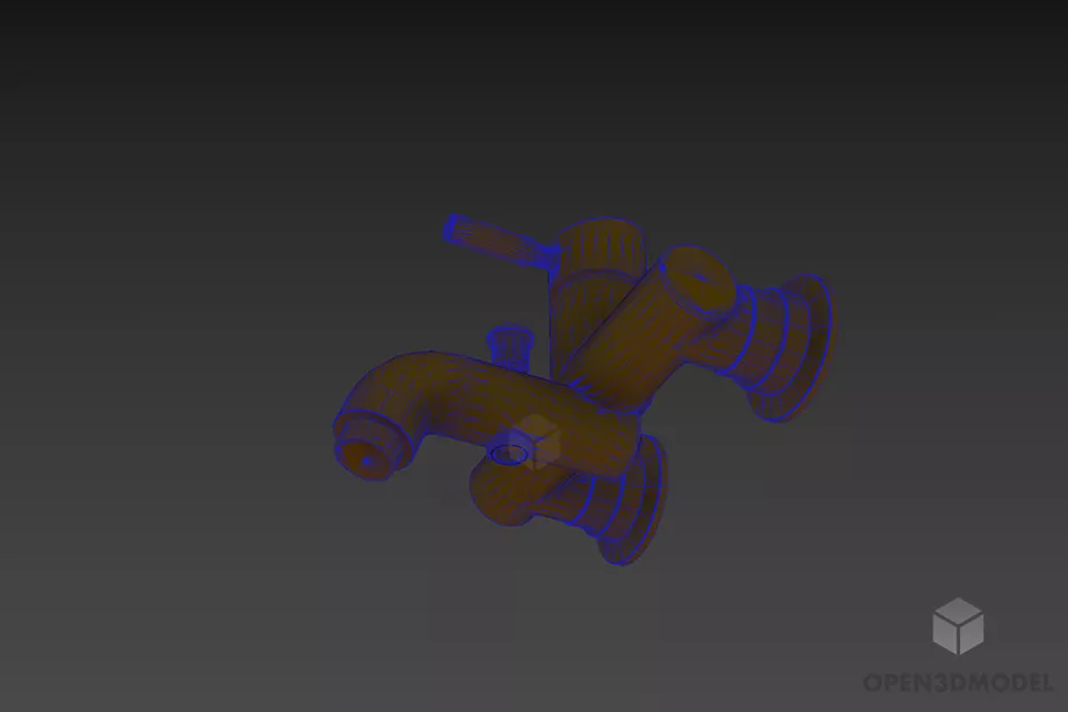 Inox Mixer Tap 3d model 2