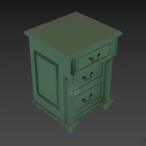 Asian Nightstand Ash Wood, Carved Edge Style 3d model