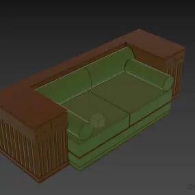 Upholstered Sofa Josephine With Locker Behind 3d model