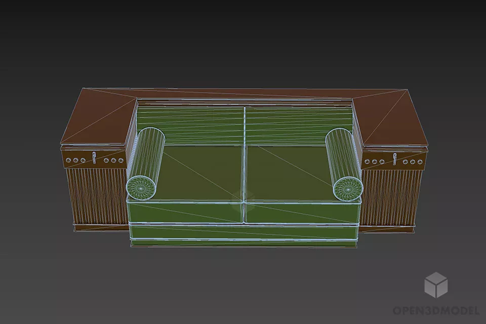 Upholstered Sofa Josephine With Locker Behind 3d model 3
