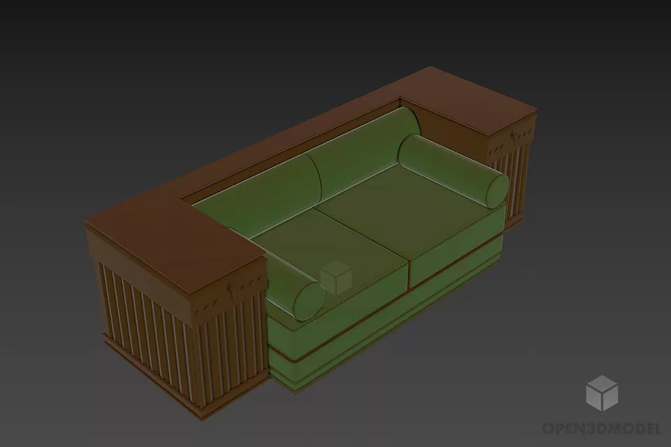Sectional Sofa Curved Side Edge With Pillow 3d model