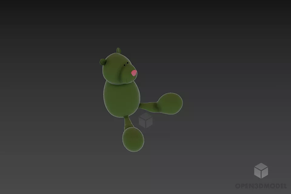 Toy Bear With No Arms 3d model 2