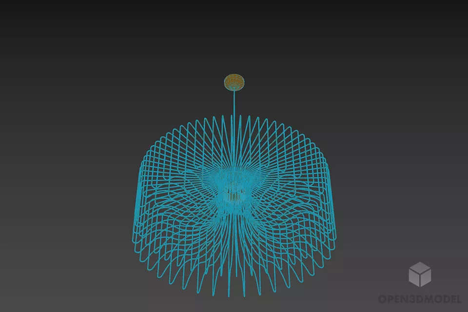 Ceiling Iron Lamp Cage Style 3d model 2