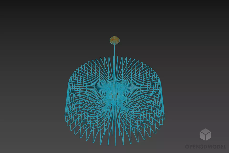 Ceiling Iron Lamp Cage Style 3d model 3