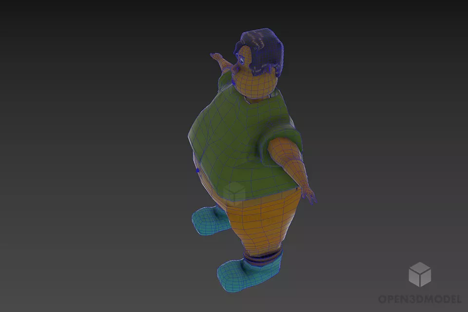 Cartoon Man Fat Character 3d model 2