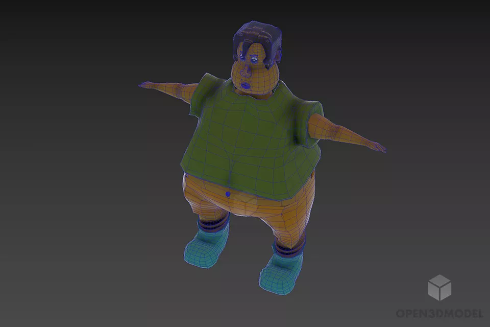 Cartoon Man Fat Character 3d model 3