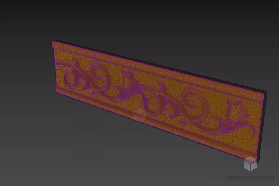 Modular Ceiling Plaster Floral Carved Style 3d model 2