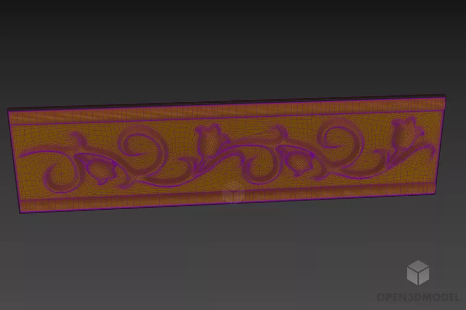 Modular Ceiling Plaster Floral Carved Style 3d model 3