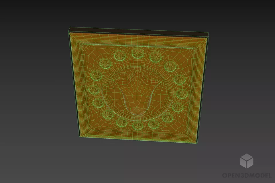 Square Modular Ceiling Plaster With Carved Style 3d model 3
