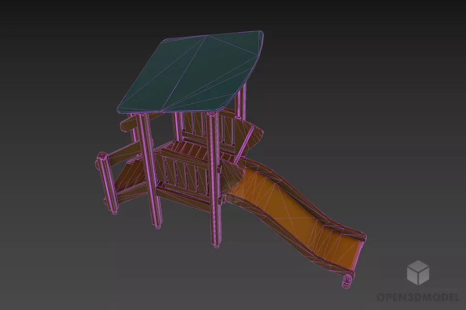 Slide Path Playground With Staircase 3d model 3
