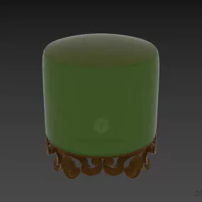 Cylinder Seat Upholstered With Carved Stand 3d model