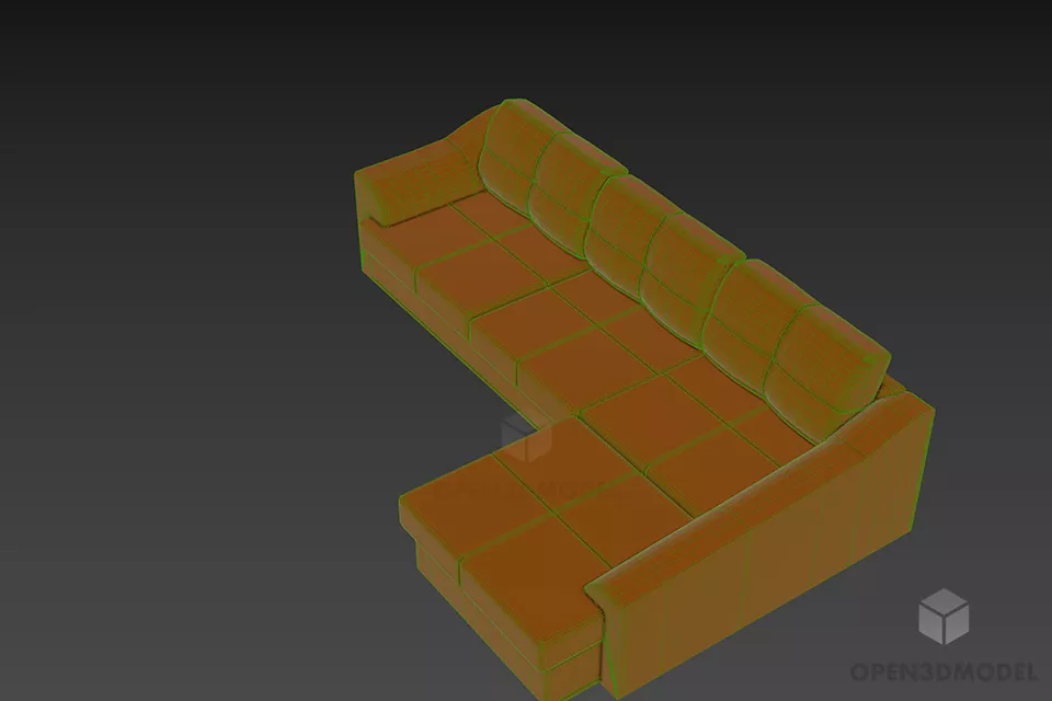 Sectional Leather Sofa Upholstery Cube Shape 3d model 2