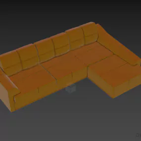 Sectional Leather Sofa Upholstery Cube Shape 3d model