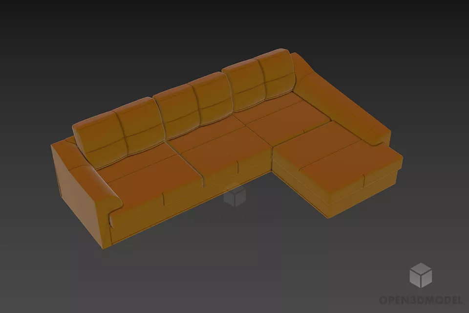 Curved Upholstery Sofa Daybed 3d model