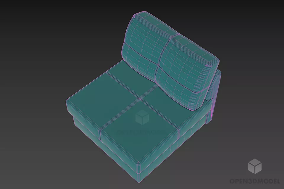 Leather Upholstery Chair Cube Shape 3d model 2