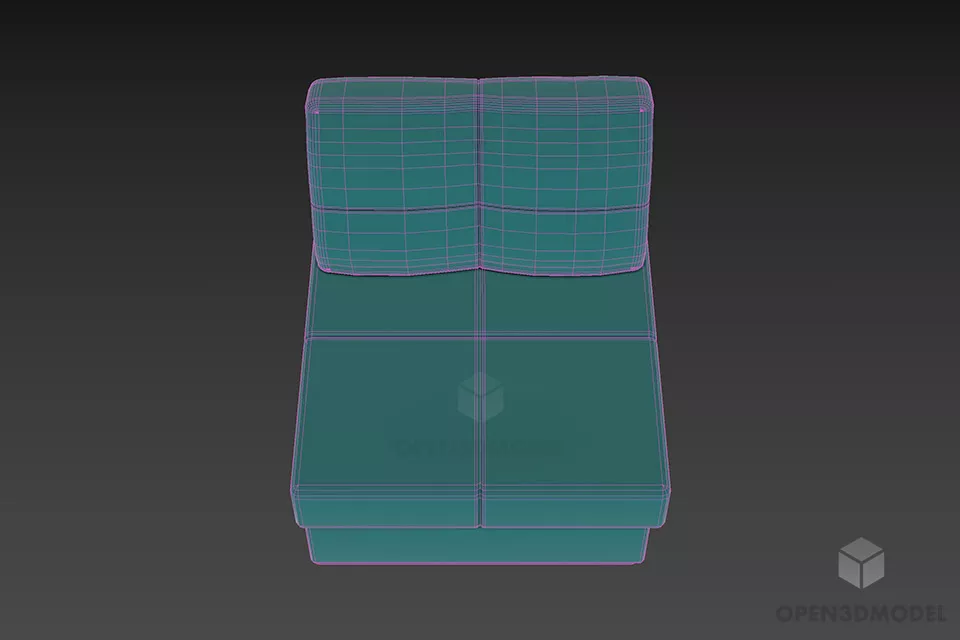 Leather Upholstery Chair Cube Shape 3d model 3