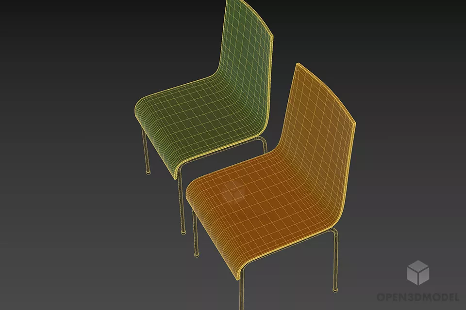 Plastic Chair For Fastfood Restaurant Furniture 3d model 2