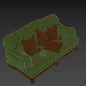 Boutique Camel Sofa With Pillow 3d model