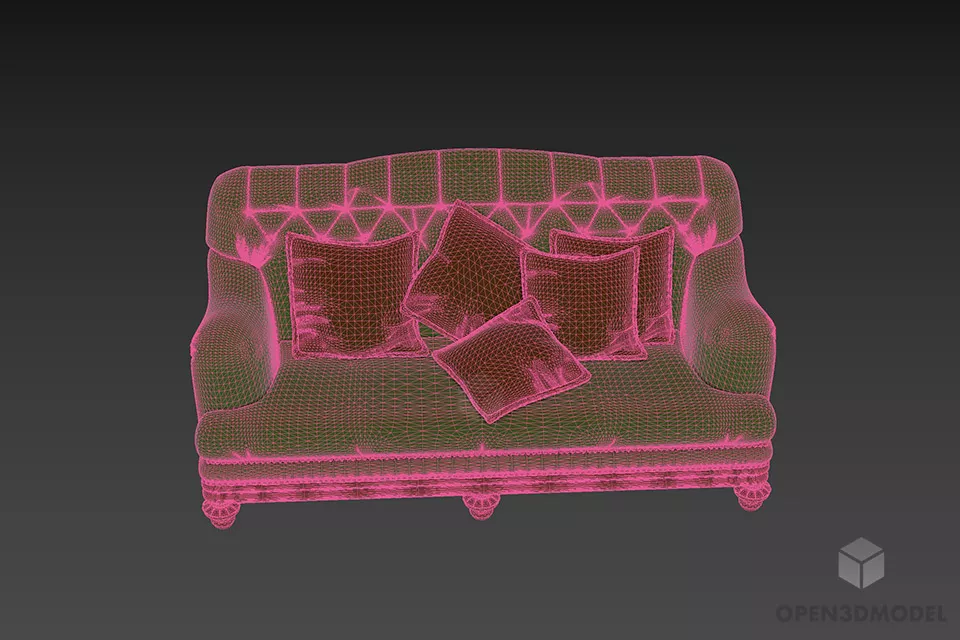 Boutique Camel Sofa With Pillow 3d model 3
