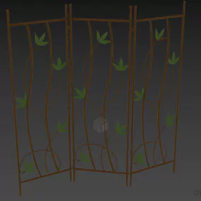 Brass Screen Divider With Leaf Decorative 3d model