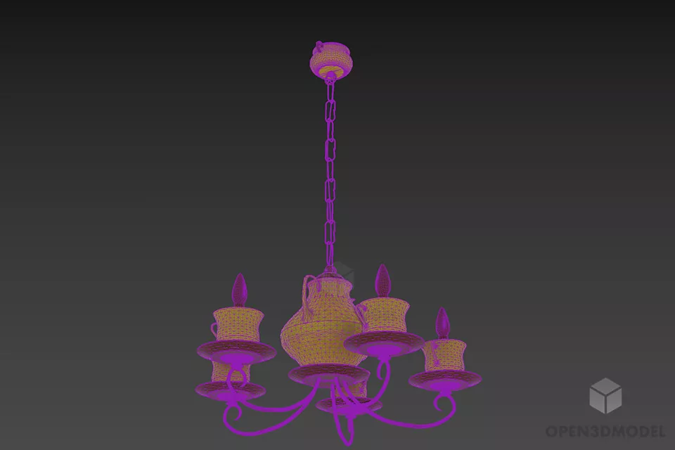 Small Chandelier Brass Arm Bellon 3d model 3