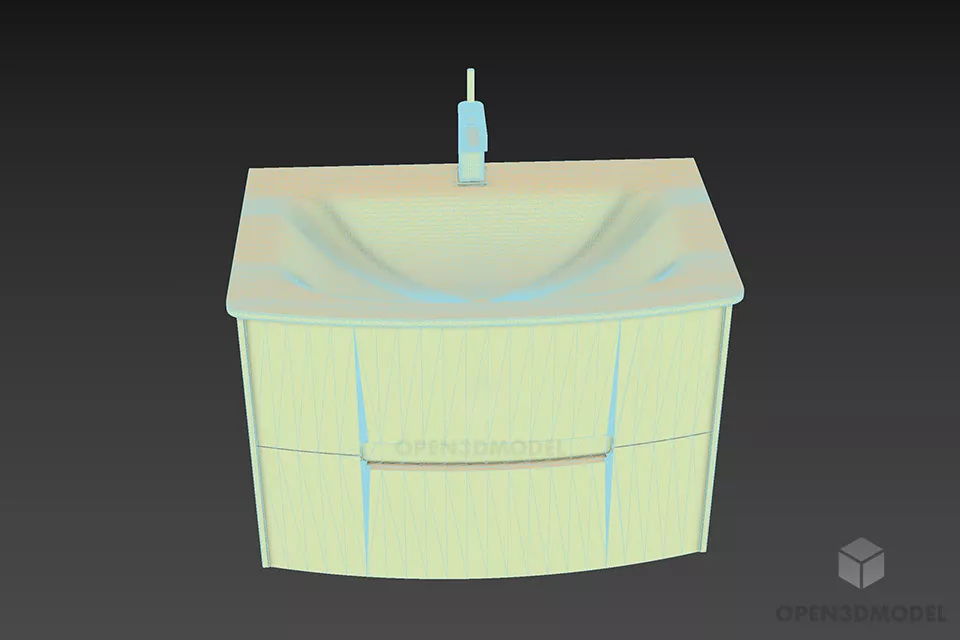 Washbasin With Ceramic Material And Brass Tap 3d model 3