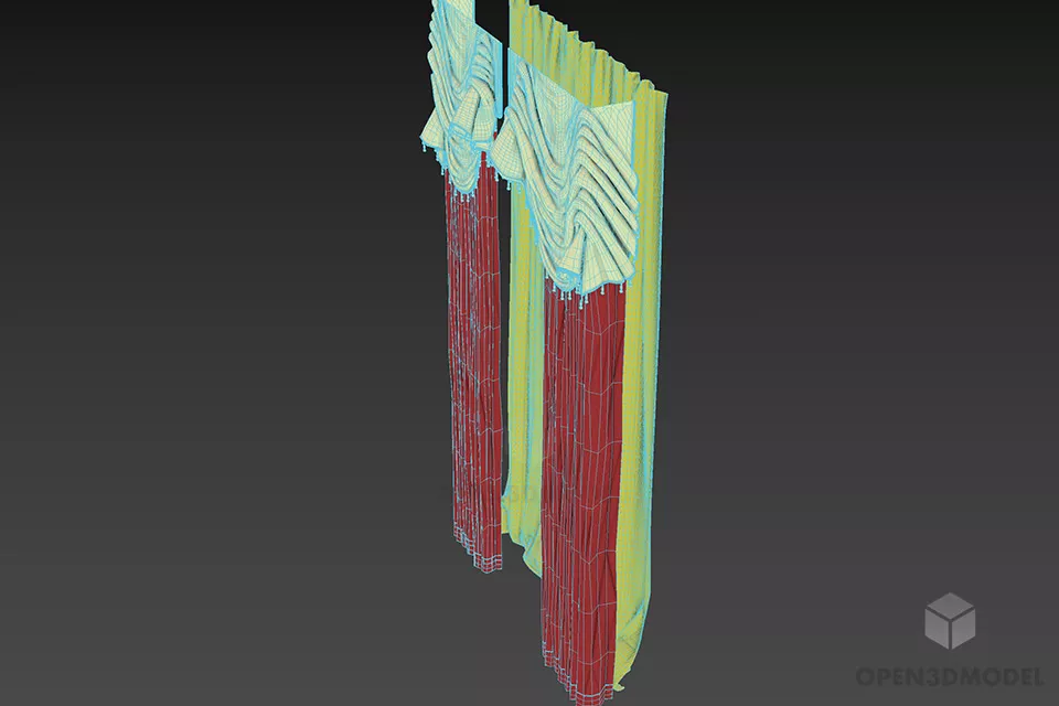 Classic Style Curtain With Top Decorative 3d model 2