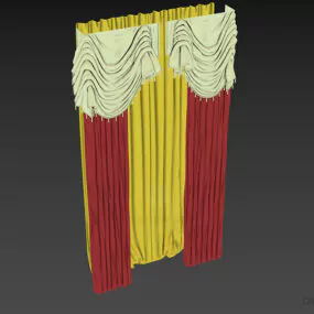 Classic Style Curtain With Top Decorative 3d model
