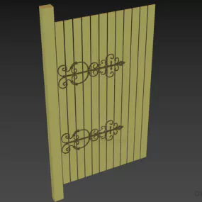 Wooden Fence With Brass Decorative 3d model